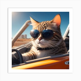 Cat In A Car Art Print