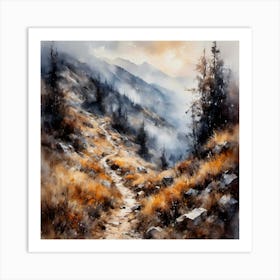 Foggy Mountain Path Art Print