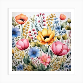 Watercolor Flowers 9 Art Print