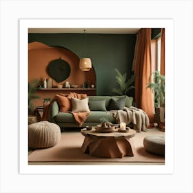 Default A Modern Rustic Living Room With Terracotta Walls A Be 0 Art Print
