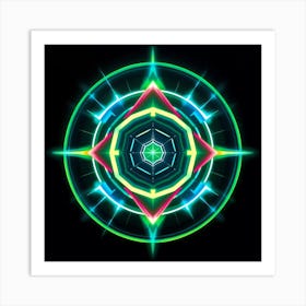 Neon Compass Art Print