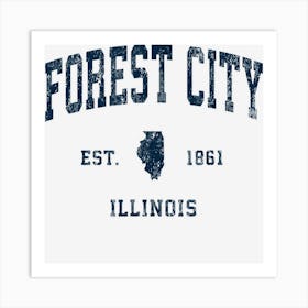 Forest City Illinois Il Vintage Athletic Navy Sports Design Art Print