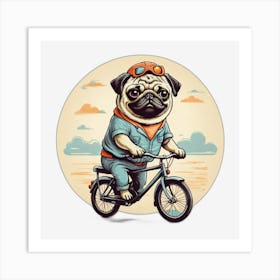 Pug Riding A Bike Art Print