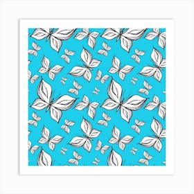 Butterflies On A Blue Background Art Print