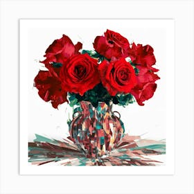 Red Roses In A Vase 2 Art Print