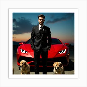 Man With Dogs 3 Art Print