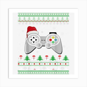 Funny Ugly Sweater For Christmas Gamer Santa Claus Xmas Art Print