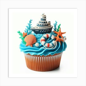 Cupcake With Seashells 1 Art Print