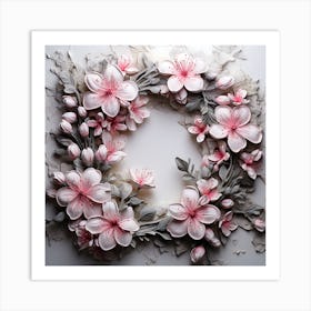 Sakura Flower Wreath Art Print