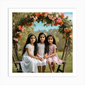 Three Girls Posing For A Photo Art Print