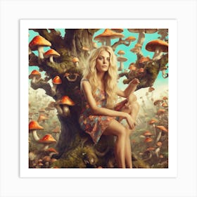 Girl Sitting On A Tree Art Print