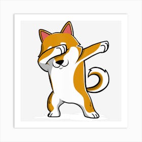 Shiba Inu Cute Dabbing Funny Dab Dance Gif Art Print