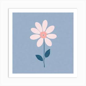 A White And Pink Flower In Minimalist Style Square Composition 21 Art Print