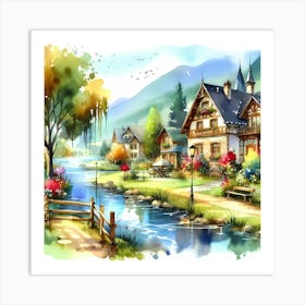 Watercolor Landscape Painting 6 Art Print