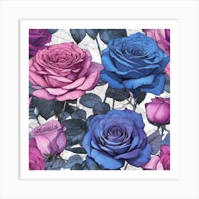 Blue Roses 1 Art Print