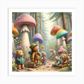 Teddy Bears In The Forest Art Print