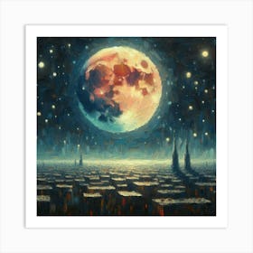 Full Moon Over The City Art Print