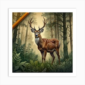 Deer In The Forest 11 Art Print