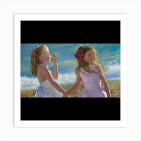 Two Girls Holding Hands Art Print