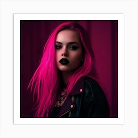 Beautiful Girl With Pink Hair Art Print