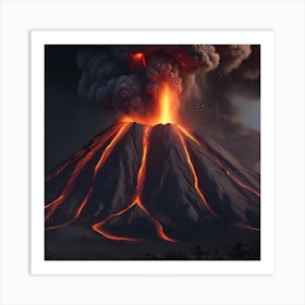 Volcano Erupting Art Print