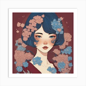 Asian Girl With Flowers 8 Art Print