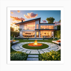 Fire Pit In The Yard Art Print