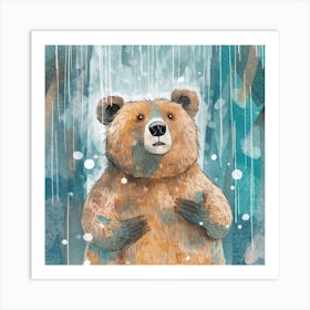 Bear In The Rain Art Print