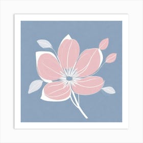 A White And Pink Flower In Minimalist Style Square Composition 728 Art Print