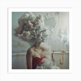 Girl With A Cloud On Her Head Art Print