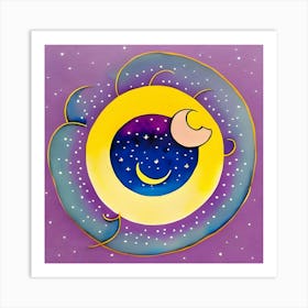 Moon And Stars Art Print