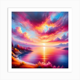 Sunset Over The Sea Art Print