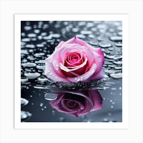 Pink Rose In Water 1 Art Print