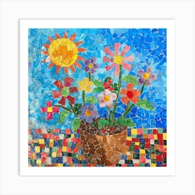 Mosaic Flower Pot Art Print