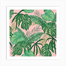 Tropical Greens Leaves Design 11 Art Print
