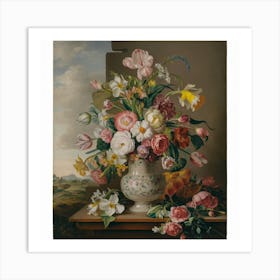 Flowers In A Vase, Paulus Theodorus Van Brussel (4) Art Print