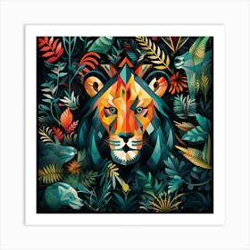 Lion In The Jungle 10 Art Print