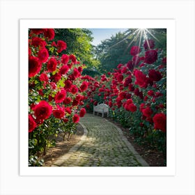 Red Roses In The Garden 2 Art Print