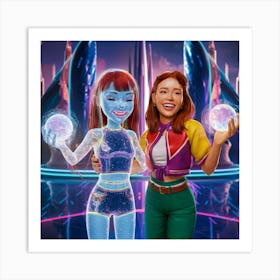 Girl And Avatar Art Print