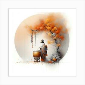 Geisha Creative Illustration Artwork 17 Art Print