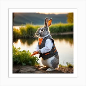 Rabbit With Carrots Art Print