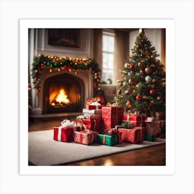 Christmas Presents In The Living Room Art Print
