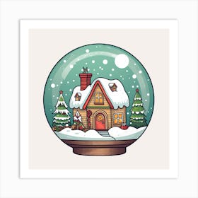 Snow Globe With House Art Print