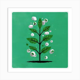 Illustration Of Growing Plant In The Style Of Pi 3 Art Print