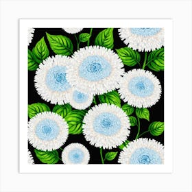 Blue Chrysanthemums 5 Art Print