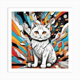 white cat Art Print