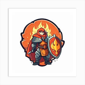 Knight In Flames Art Print
