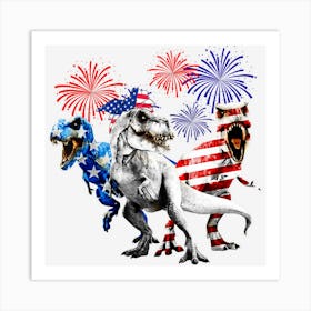 Hot Trend Dinosaurs 4th Of July Kids Boys Men Art Print