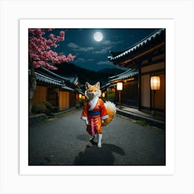 Fox In Kimono Art Print