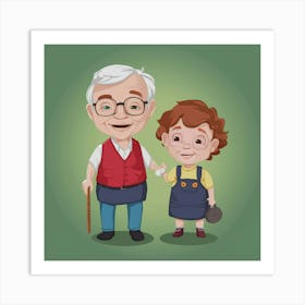 Old Man And Little Girl Art Print